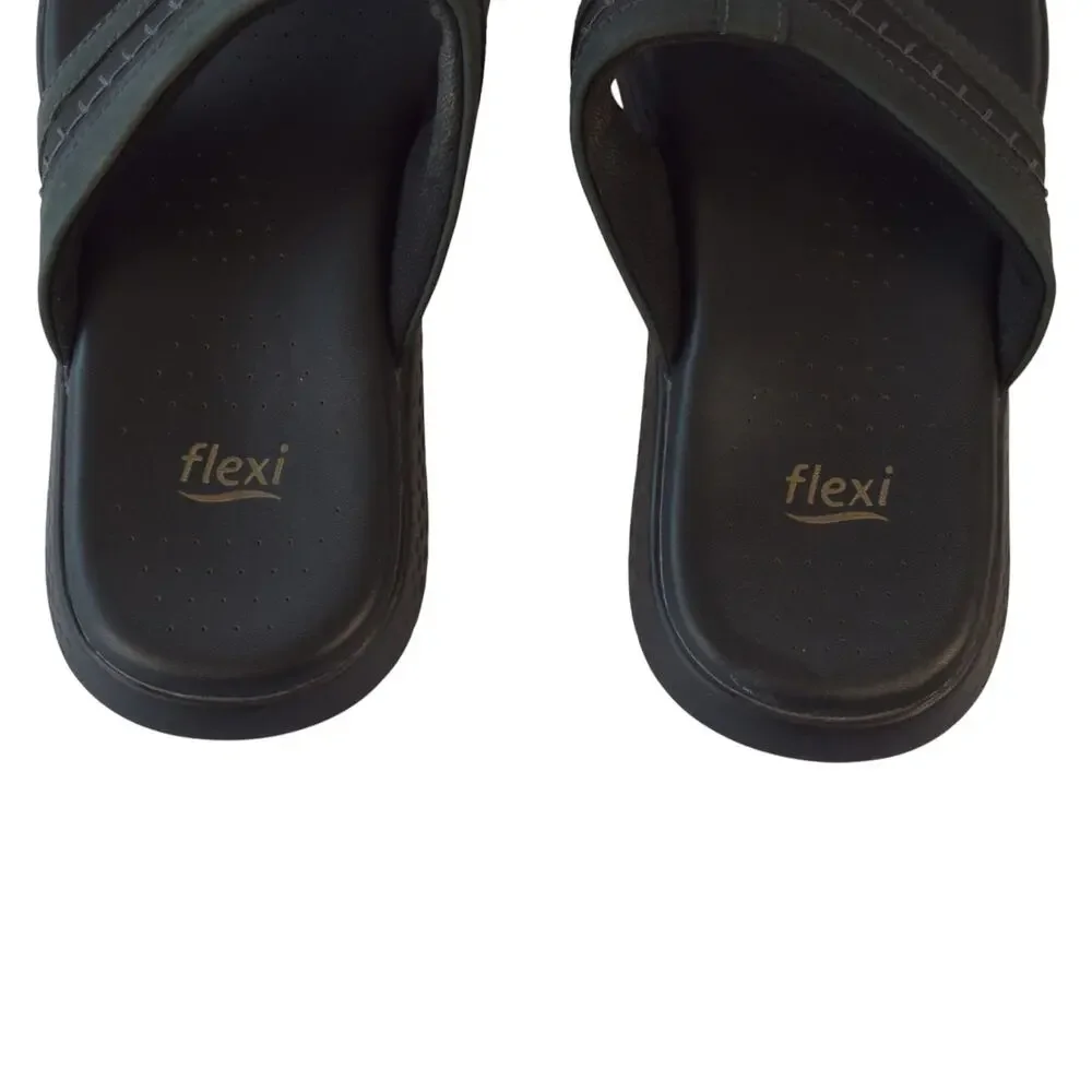 Black Leather Sandals Men Size 8.5 – Comfortable Slip-On Shoes